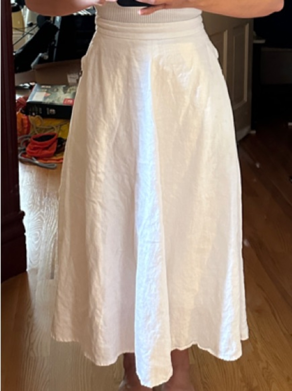 Reformation Maia White A-Line Midi Skirt